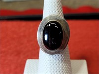 Size 7 Silver Ring w/ Black Stone