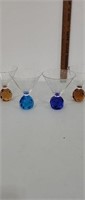 Set of 4 colored decorative Martini glasses