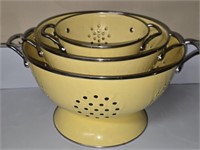 Vintage 3 pc Yellow Nesting Strainers