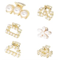 6PCS Sweet Mini Metal Claw Clip With Pearl