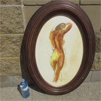 Oval Framed Nude  D. Norton Artist 31" High
