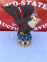 Patriotic Eagle Wood Base Statue