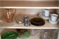 Pitcher, Iron-Stone Cups, Saucers, Filigreed Items