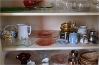 Glassware; Plates, Shakers, Pitchers