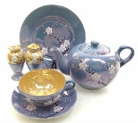 (20pc) Japanese Lusterware Teapot, Shakers
