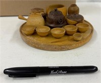 Miniture Wood Pottery Dish Set