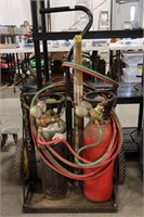 WELDING TORCH CART WITH TANKS, TIPS & GAUGES