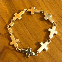 Sterling Silver My Way Cross Link Bracelet