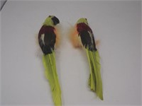 Two 11" Decorative Feather Parrots