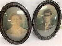 Vintage set of two oval frame photos