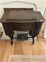 White Pedal Sewing Machine in Cabinet