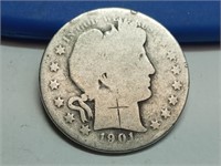 OF) 1901 silver Barber Half Dollar