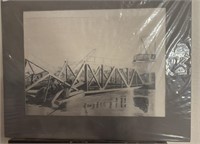 Graphite Bridge Collapse Drawing, 9" x 12"