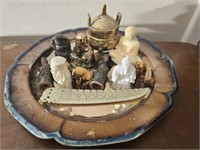 Plate of collectibles Buddhas and  More