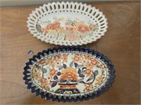 Vintage Pair of UW hand painted dishes