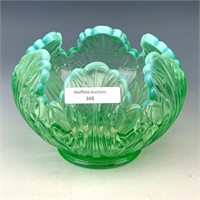 Fenton Green Opal Lotus Rosebowl