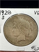 1928S Peace Dollar-VG