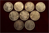 9pcs Morgan Silver Dollars 1884-1887