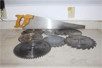 Assortment of used saw blades 10"-8" -71/4"