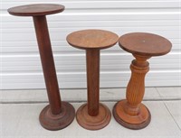 3 Old Wood Pedestal Stands