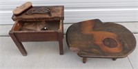 Small Wood Table and Old Shoe Shine Box