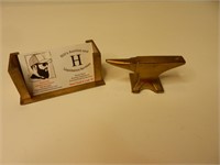 Mini Brass Anvil and Brass Business Card Holder