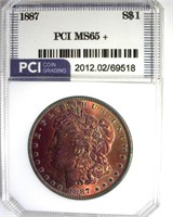 1887 Morgan PCI MS65+ Golden Purple