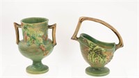 Two Roseville Bushberry Art Pottery Vases