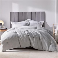 CozyLux King Size Comforter Set - 3 Pieces Grey