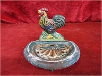 Cast iron rooster soap dish.