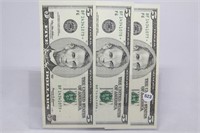 (3) 1999 $5 Consecutive Star Notes-CU