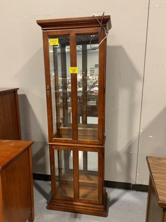 6FT TALL MIRROR BACKED CHINA CABINET (NEEDS NEW