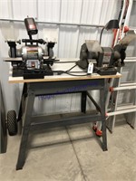 BENCH W/ CRAFTSMAN 1/5HP 6-IN DUAL GRINDER, SEARS