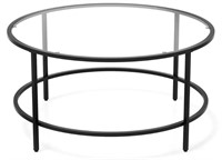 Retail$130 36in Black Glass Tabletop Coffee Table
