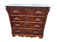 VICTORIAN FLAMED MHG MARBLE TOP CHEST