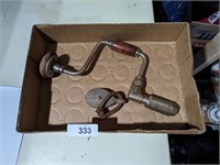 Vintage Hand Drill,  Metal Pulley