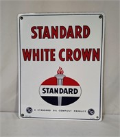 Original 1951 Porcelain White Crown Pump Plate
