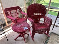 Red Wicker Chairs & Table