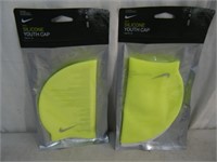 2 count brand new Nike silicone swim cap Youth