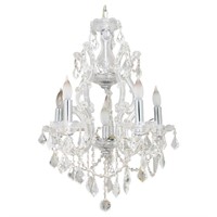 Hollywood Regency Crystal Five-Arm Chandelier