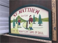 Vintage St. Matthew Golf Club Wooden Sign
