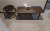 Vintage Coffee table, clock , & stool