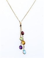 14kt Gold Hand Made Necklace - Genuine Gemstones