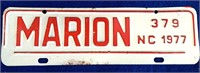 RARE 1974 MARION NC LICENSE PLATE METAL TOPPER