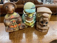 3 Cookie Jars w/Lids - 2 have been repaired