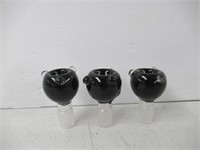 (3) Glass Bong Bowl, Black, 13mm