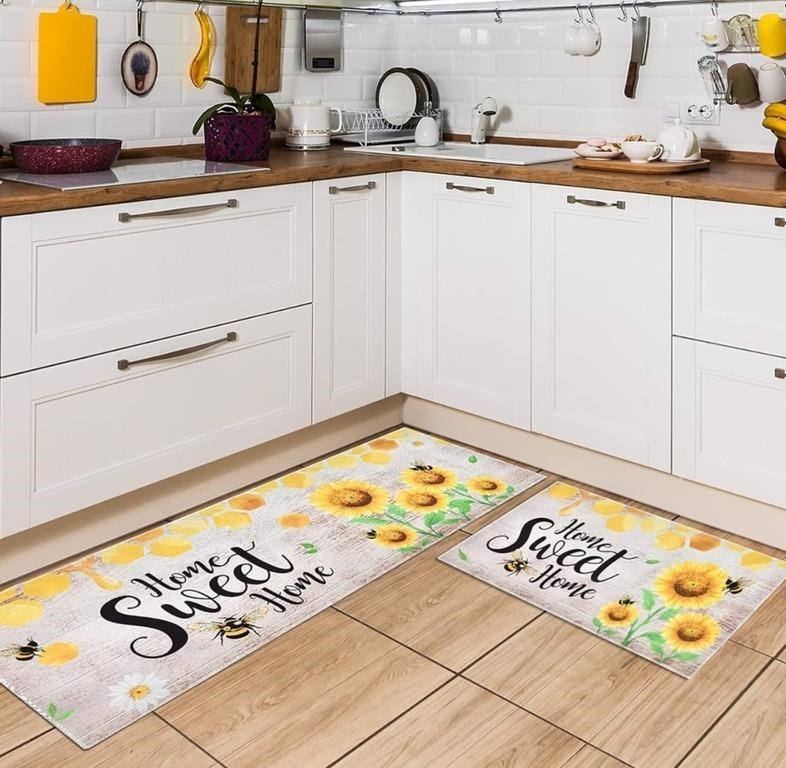 (new) WERNNSAI Sunflower Kitchen Rugs - 2 Piece