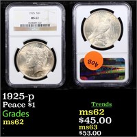 1925-p Peace $1 Graded ms62