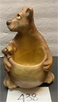 Vintage Kangaroo with baby pottery planter