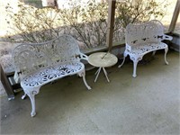 Outdoor bench with table